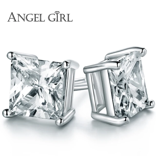 Angel Trendy Por Princess Cut 8 6 4mm White Gold Color Angel Trendy Por Princess Cut 8 6 4mm White Gold Color Cubic Zirconia