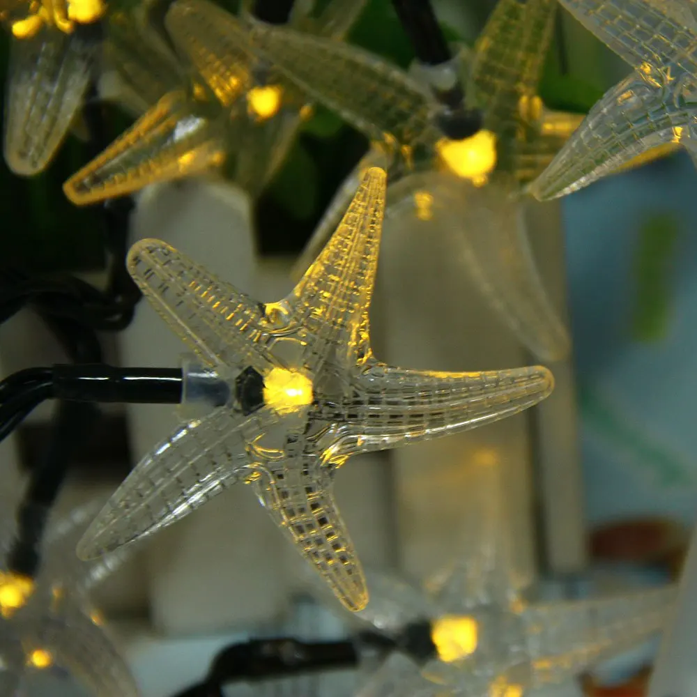 

Christmas Solar Lights 20ft 30 LED 8 Modes Starfish Solar Powered Fairy String Lights For Outdoor Lighting Decorative Solar Lamp