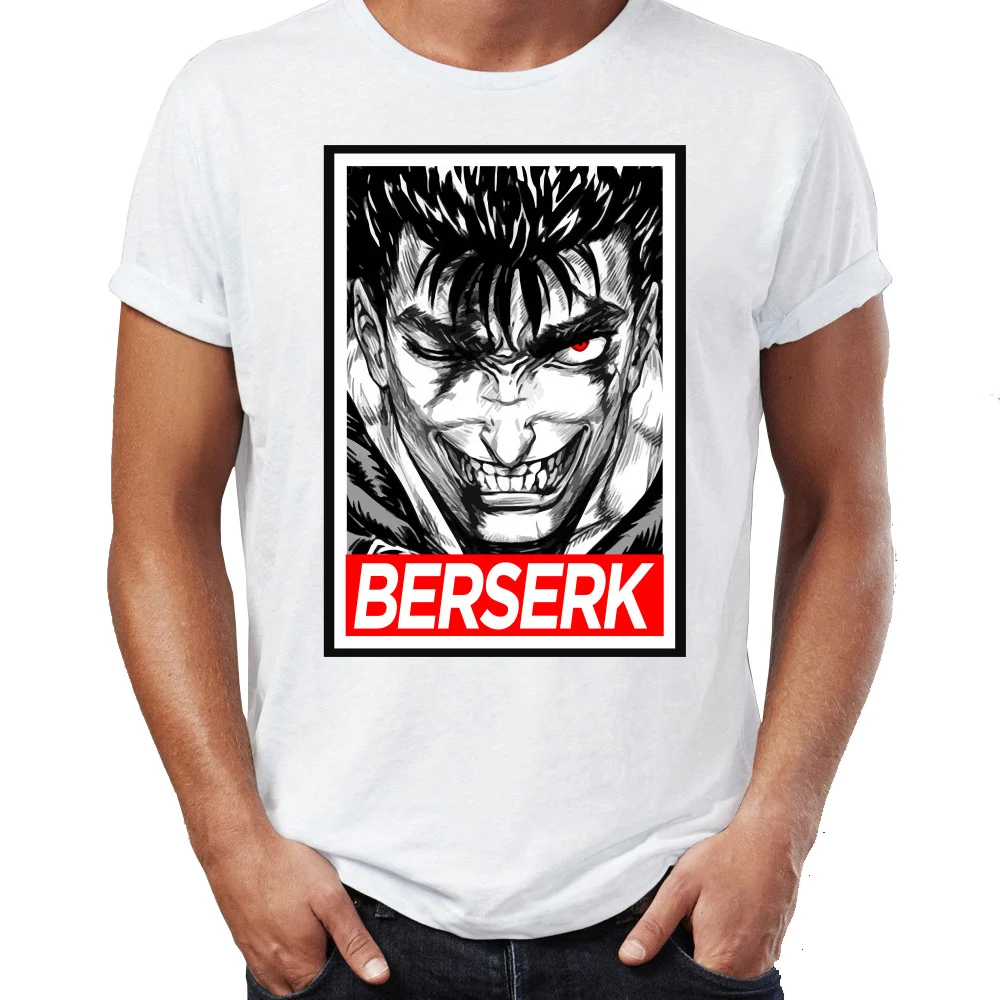 Berserk аниме футболка мужская летняя крутая с коротким рукавом футболки для мальчиков мужская с o-образным вырезом Повседневная футболка Guts Casca белая футболка с принтом