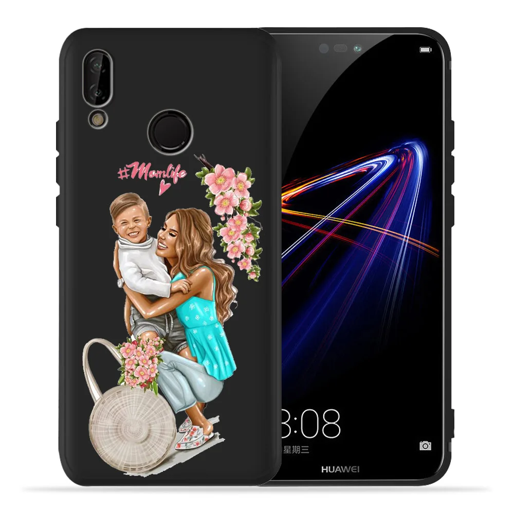 Для funda huawei P20 lite чехол для мамы и девочки черные чехлы из ТПУ P8 2017 Coque Etui P30 Pro P smart
