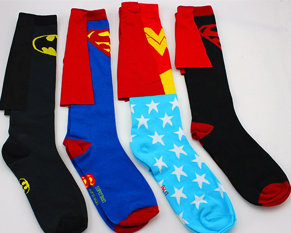 

DC Superman Batman The Flash Wonder Woman knee high long Socks summer style cotton weed costume socks party cosplay socks