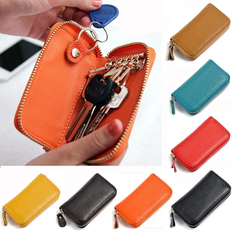 Unisex Genuine leather Wallets Key Holder Housekeeper Vintage Key