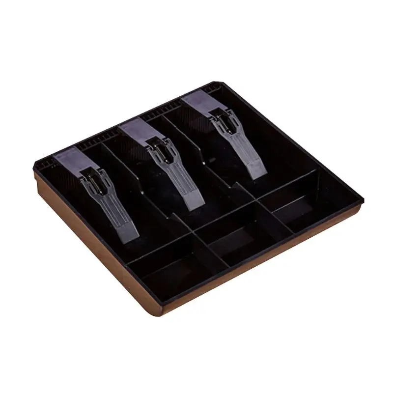 

Home Market Black Plastic Coin Money Storage Box Bill Cash Tray Organizer With 6 Slots 3 Removable Clips Tool