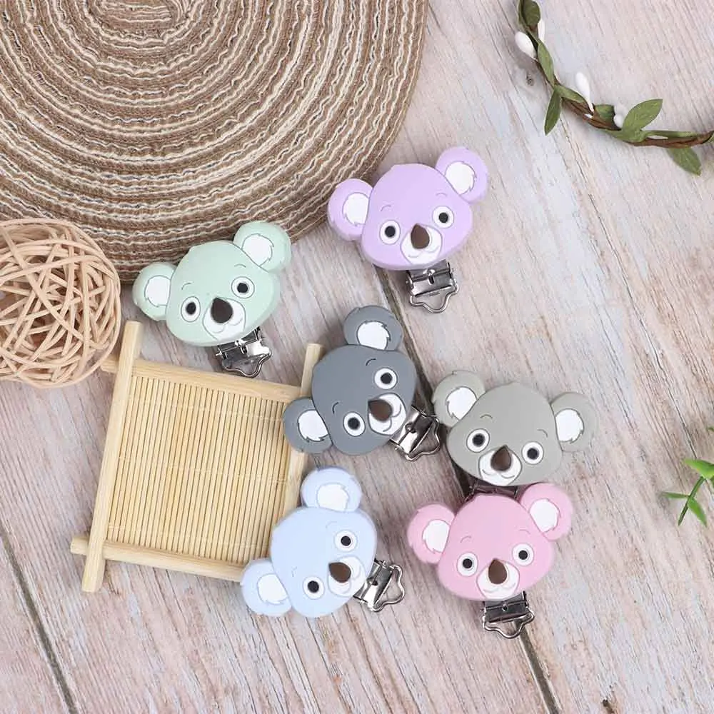 

TYRY.HU 10pc Pacifier Clip Soother Teething Koala Accessories Clip Nipple Clasps Toy DIY Bead Tool Newborn Infant Pacifier Chain