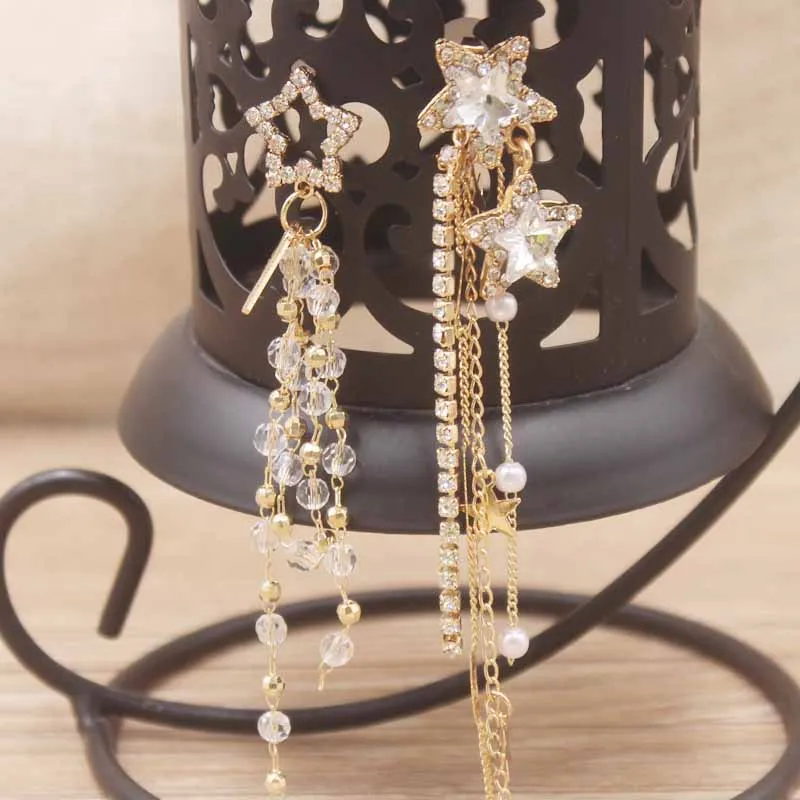 

asymmetric classical bohemia gold 925 needle sexy jewelry surprise to lover earring tassle fashion design baroque Earring
