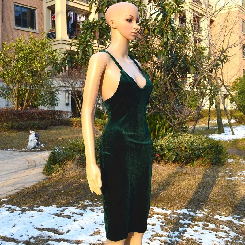 Ibress S-XL, темно-зеленое/винно-красное/ярко-синее женское летнее стильное сексуальное платье без рукавов, Бархатное облегающее платье с перекрестными ремешками, вечерние платья для ночного клуба