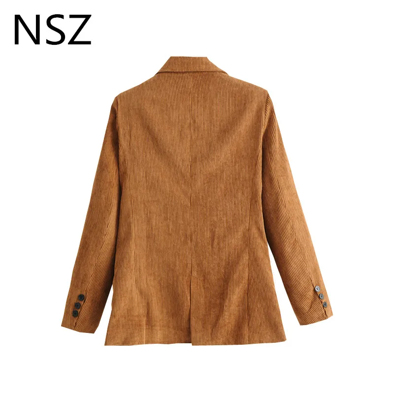 Women Corduroy Blazer  Single Breasted Button With Pocket Long Sleeve Notched Jacket Coat Female Casual Outerwear Loose Top