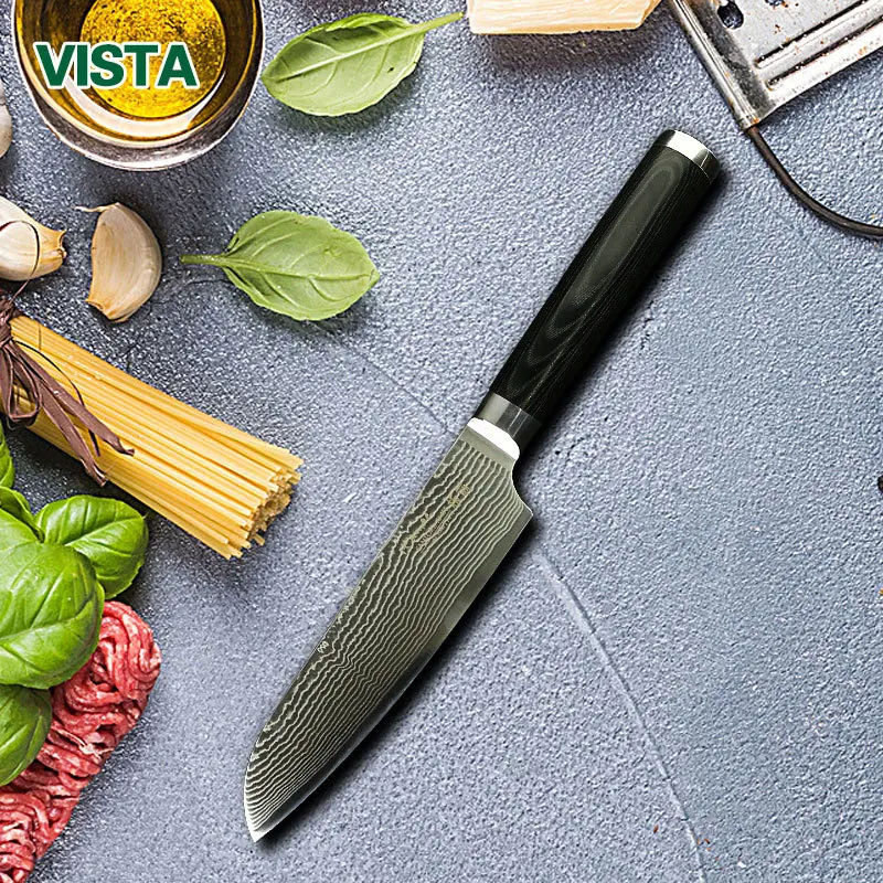 Кухонный нож Santoku, нож для суши, шеф-повара, 5 дюймов, дамасский нож, 67 слоев, VG10, японские ножи из нержавеющей стали, Pakka, деревянная ручка