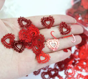 

Ruby wedding Red Shimmer HEART Table confetti 40th anniversary Valentines Day Vintage Heart Table Confetti Table Decoration