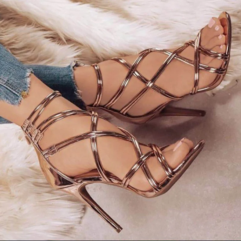 Fashion High Heels Women Pumps Gladiator Sexy Stiletto Summer Shoes Women Classic Pumps Wedding Shoes Pointed Toe Plus Size 43