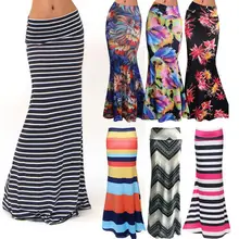 Новая юбка карандаш с высокой талией юбки эластичный принт длина до пола Юбки Модная Осенняя женская одежда длинная юбка