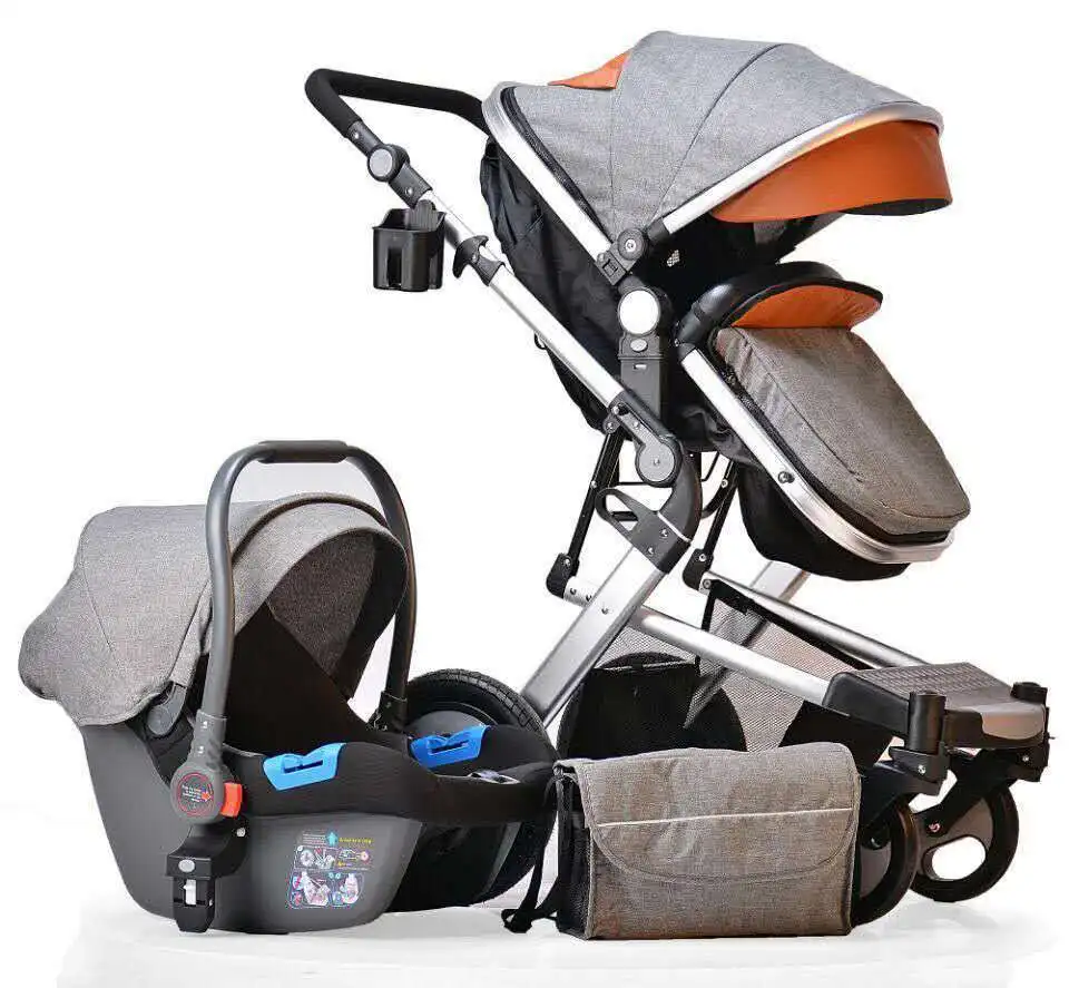 Big Sale  High landscape stroller 4 in1 folding lightweight Baby Pram with sleeping basket Newborn Carriage t 