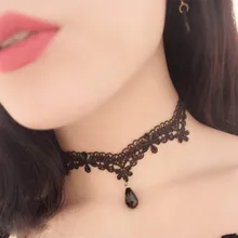 NEW Crystal Pendant Necklaces Water Drop Opal Sexy Lace Choker Necklace Tattoo Velvet chocker Ras Du Cou Clavicle Collar Jewelry