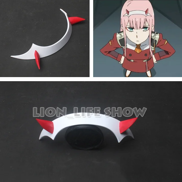 

Anime DARLING in the FRANXX CODE 002 02 Strelizia Zero Two Headband Hairpin White Headwear red Horns Cosplay prop