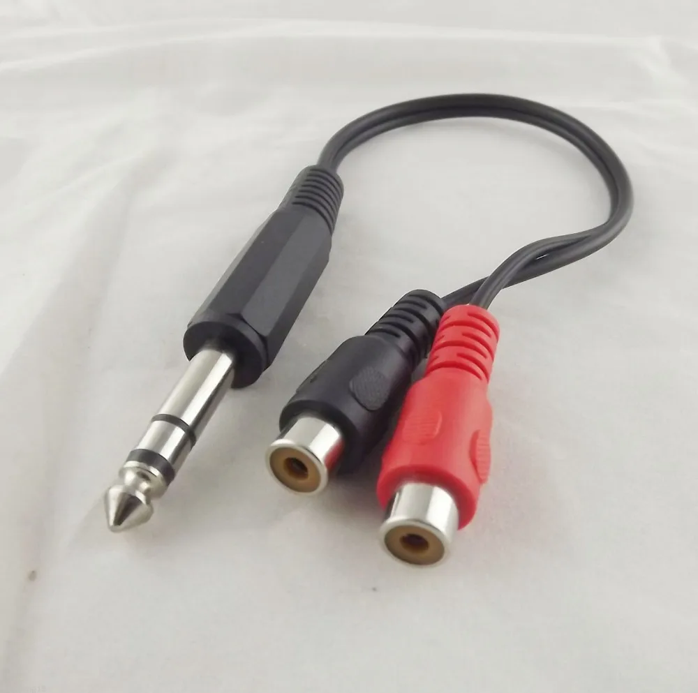 

1pc 6.35mm 1/4" Male Stereo To 2 Dual RCA Phono Female Splitter Audio Adapter Cable 20cm