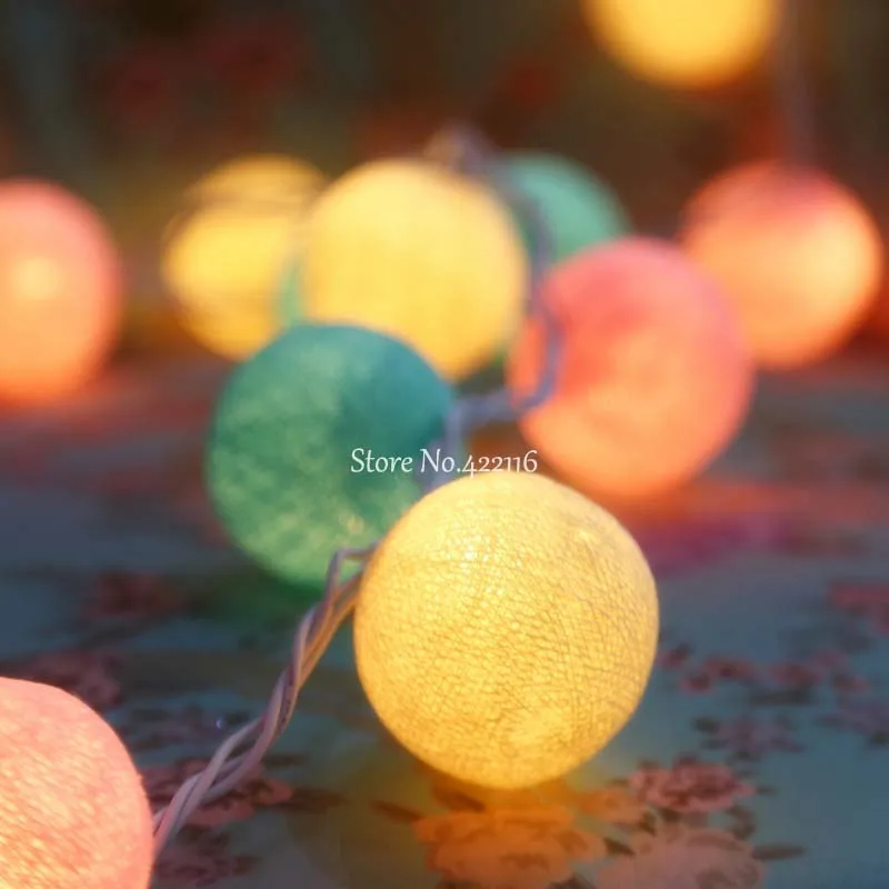 100/" 20 Cotton Ball LED String Fairy Night Light Christmas Party Patio Decor