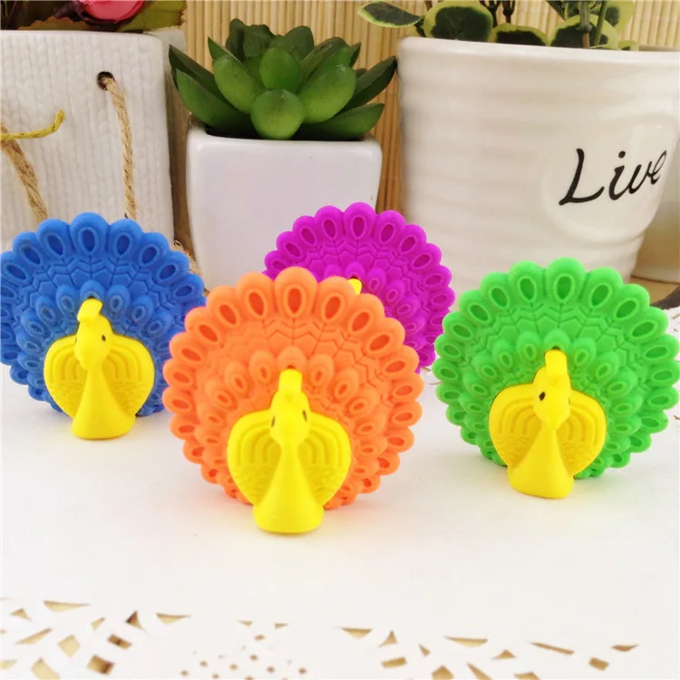 Japanese and Korean creative stationery supplies Peacock modeling toys eraser detachable environmentally friendly non-toxic | Канцтовары