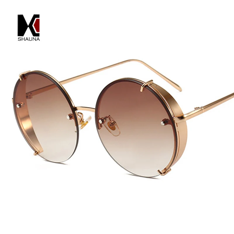 

SHAUNA Steampunk Sunglasses Vintage Round Glasses Punk Gradient Goggle Shades Men UV400