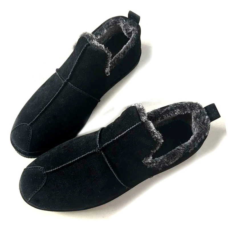 

Promotion 2018 winter new men's shoes snow boots loafers suede flock warm plush ankle Plus velvet to keep warm men cotton shoes