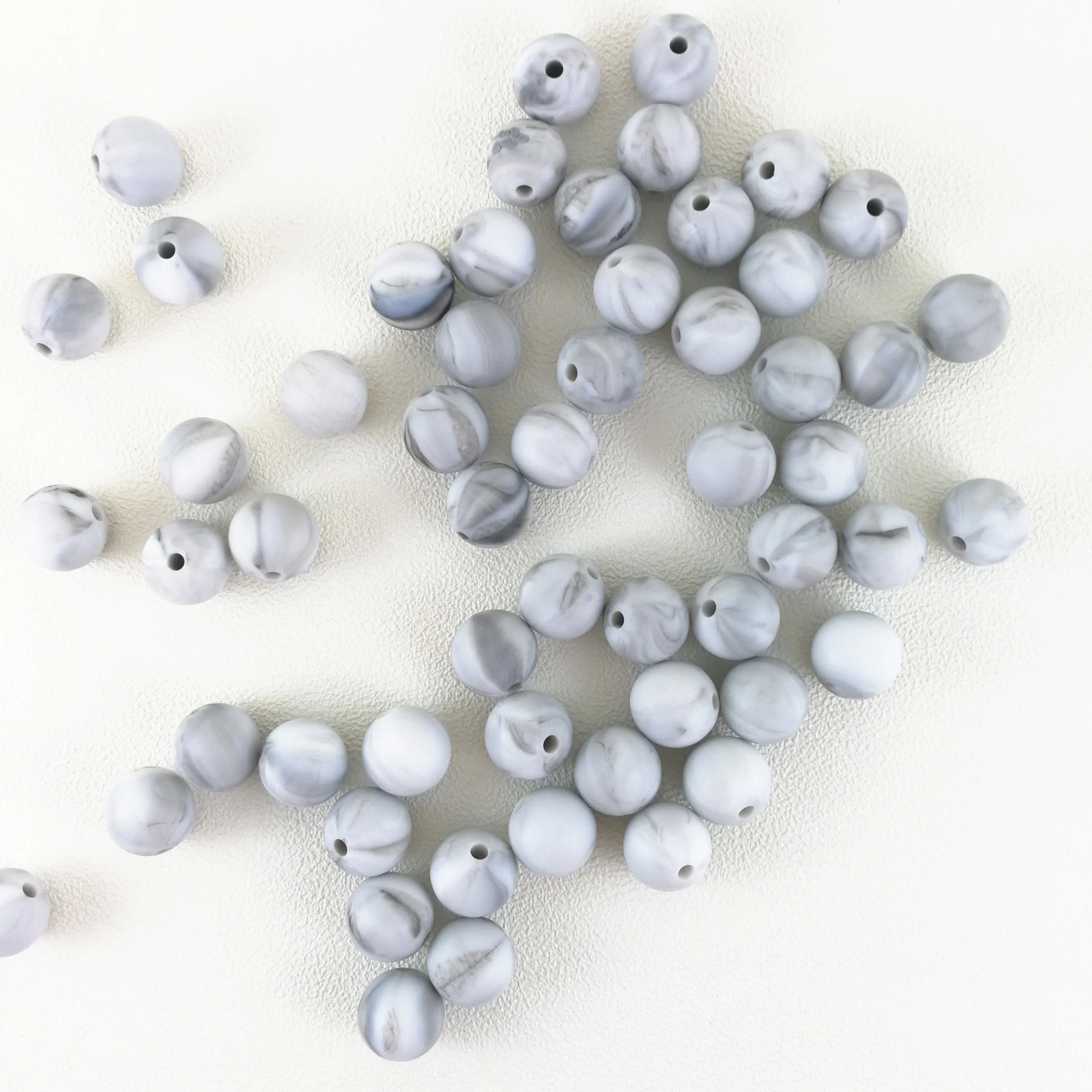 12mm Round Warm Marble Silicone Beads, teething beads, teething
