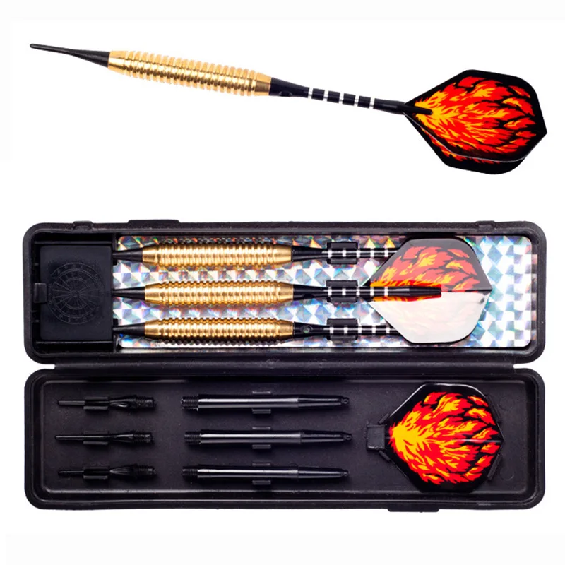 

3 PCS/LOT High Quality 18 Grams Red Fire PET Soft Tip Darts Iron Darts Professional Darts SET Safety Indoor Game Black Box