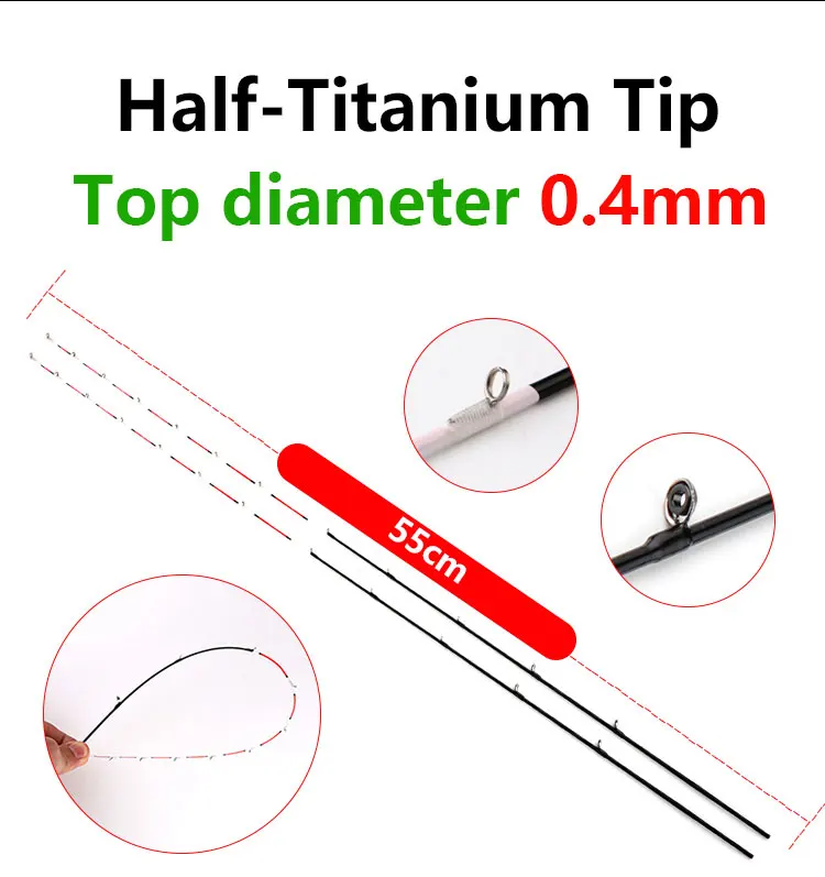 2 шт. 55 см наконечник для лодки/Плот Удочка полный/половина Титановый Сплав Удочка стекловолокно наконечники микро свинец плот Удочка аксессуары кольца Fuji - Цвет: Бургундия