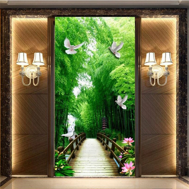Beibehang Custom Wallpaper 3d Mural Wood Trees Archeology Corridor