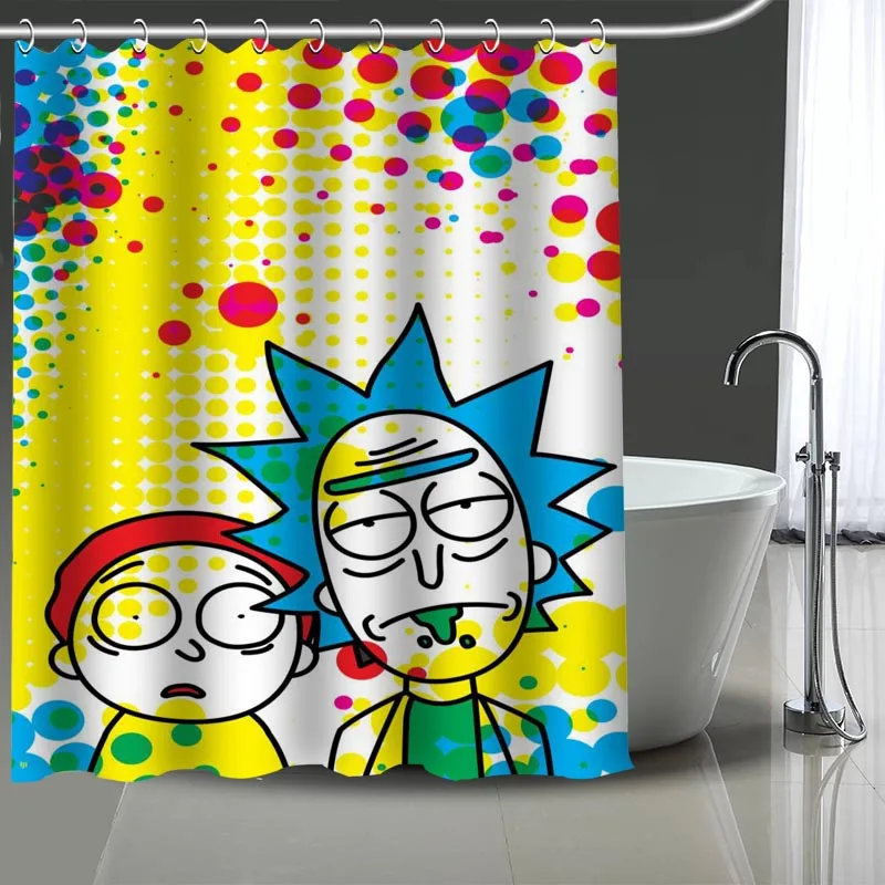 

Custom Rick and Morty Printed Shower Curtain Bathroom Waterproof Polyester Washable Home Bath Decor Curtains With Hooks
