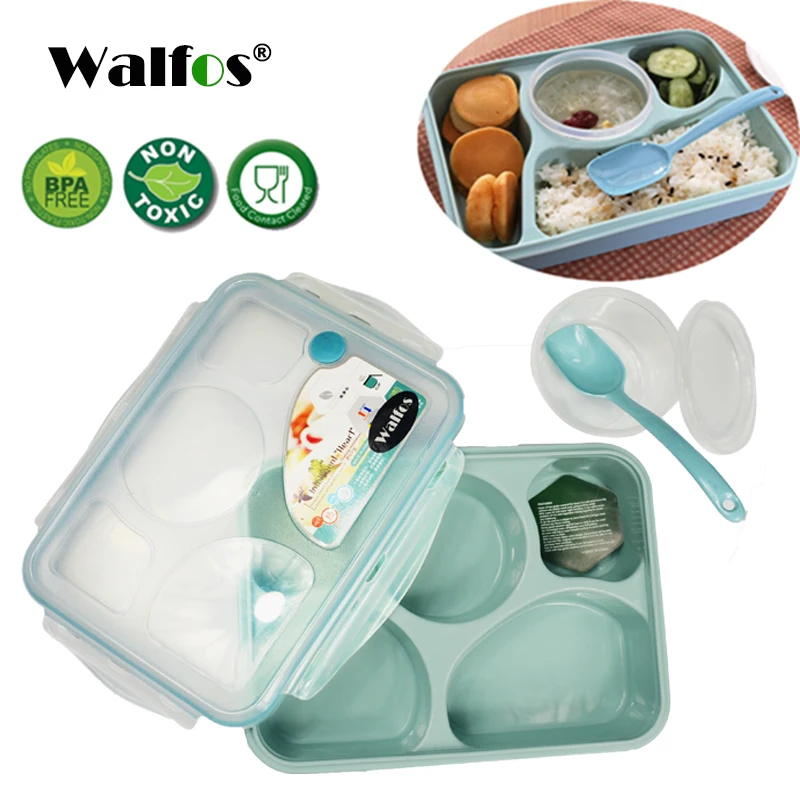 WALFOS фирменный 5 plus 1 запечатанный микроволновая коробка для завтрака с ложкой bento