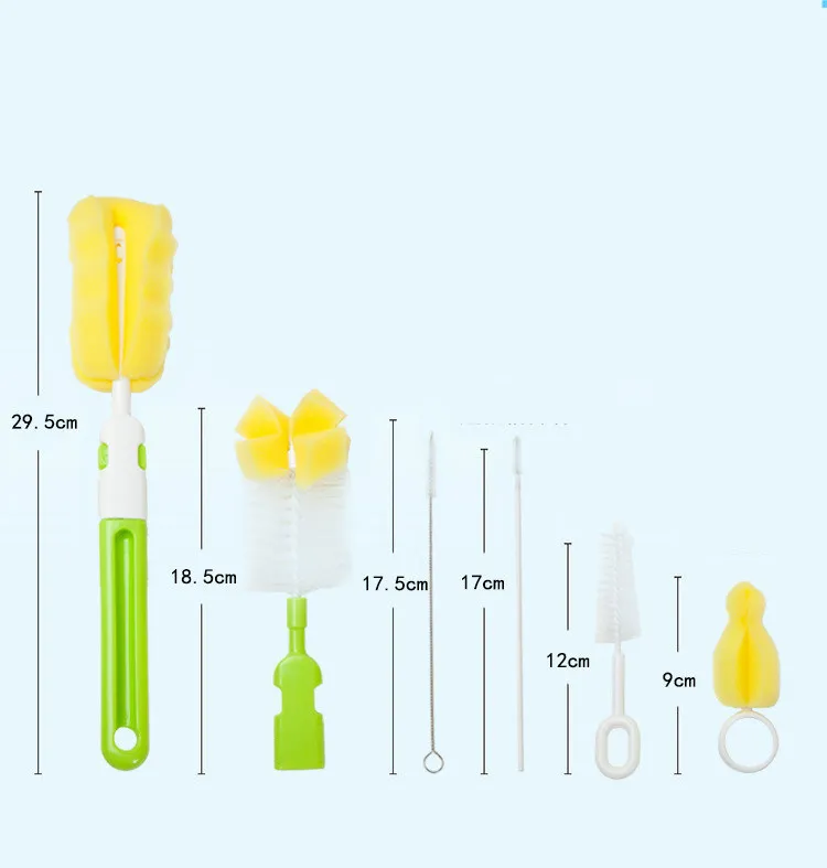 Щетка губка бутылки набор детские бутылки очиститель 6 шт. бутылки щетка для сосков Комбинированный набор для Кормления бутылки щетки детские товары