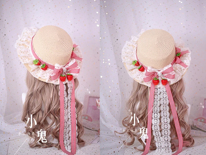 Cosplay&ware Sweet Is The Strawberry Soft Lace Lolita Hair Hoop Japanese Sister Kc Straw Hat Head Band Edge -Zentai shop online