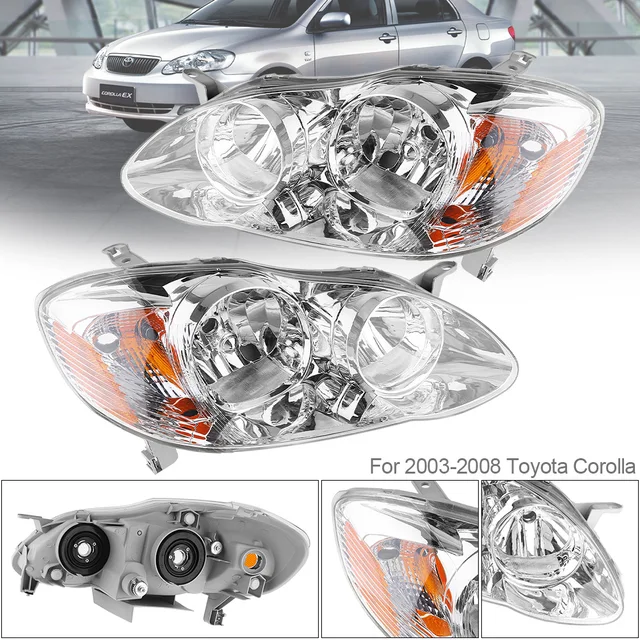 1 Pair Waterproof Durable Black Left Right Headlights Headlamps 1 Pair Waterproof Durable Black Left Right Headlights Headlamps Replacement For 2003 2008 Toyota