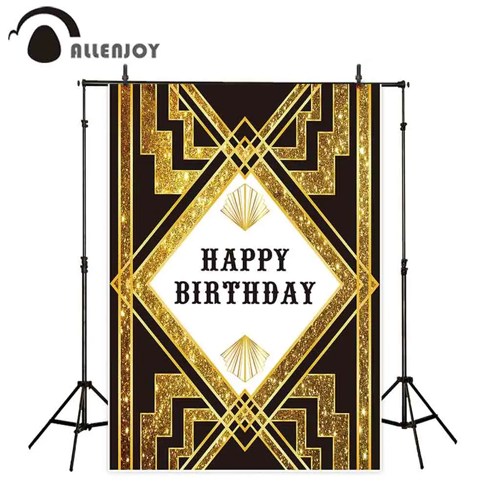 Фото Allenjoy Gatsby фотографические фоны с днем рождения черный золотой вечерние ринка декорация фон Фотофон винил фотостудия №1