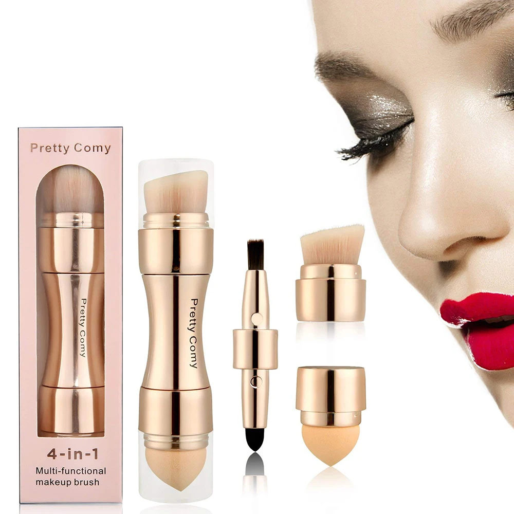 

4 in 1 Makeup Tool Foundation Eyebrow Brush Eyeliner Blush Powder Cosmetic Concealer Professional Makeup Brushes