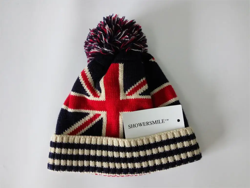 SHOWERSMILE, брендовая вязаная шапочка с флагом, зимняя вязаная шапка с помпоном, британский флаг, звезды, унисекс, для мужчин, Wo, для мужчин, s, Skullies, шапочки, аксессуары