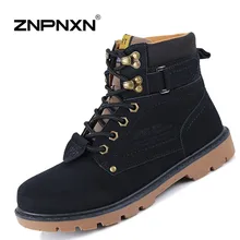 New 2016 Winter Mens Boots Casual Black PU Leather Ankle Boots For Men Shoes Fashion Work