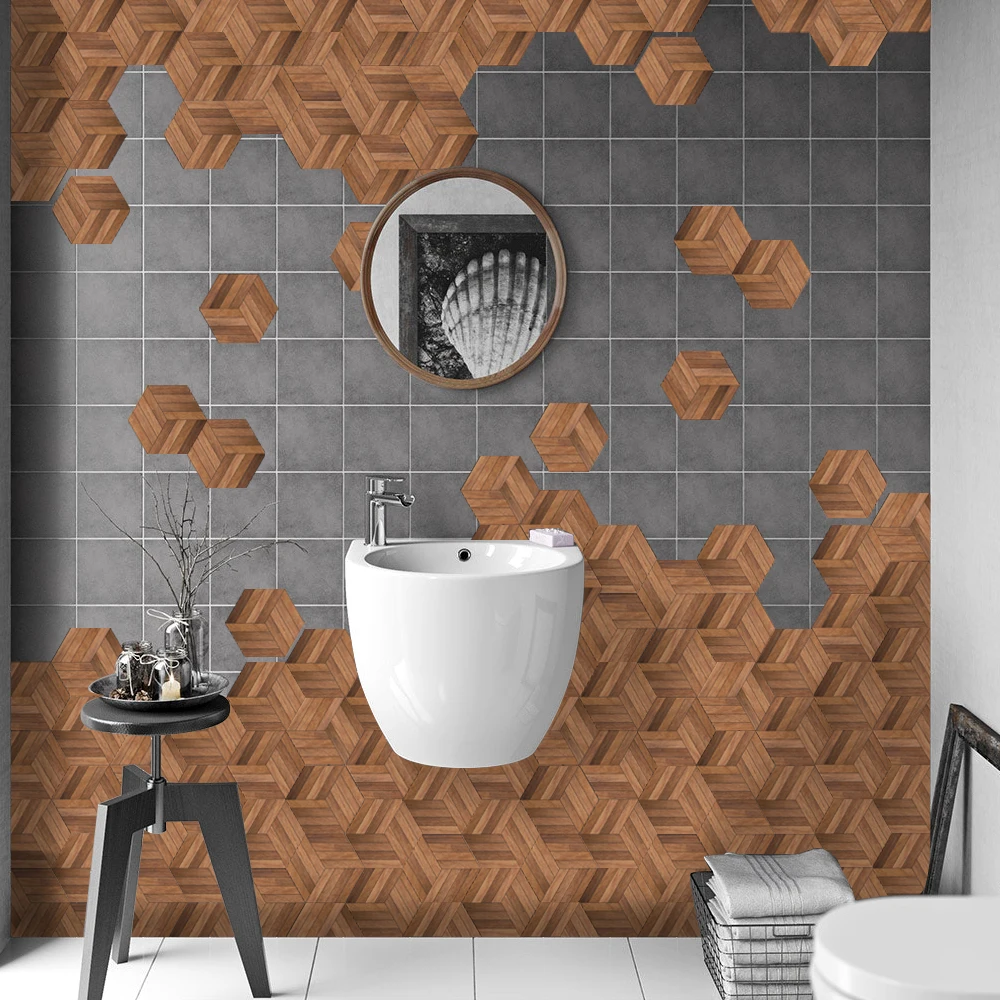 

Funlife Floor Stickers Walnut Wooden DIY Anti-Slip Self-adhesive Waterproof Wall Sticker for Hotel Bathroom Kitchen DB076