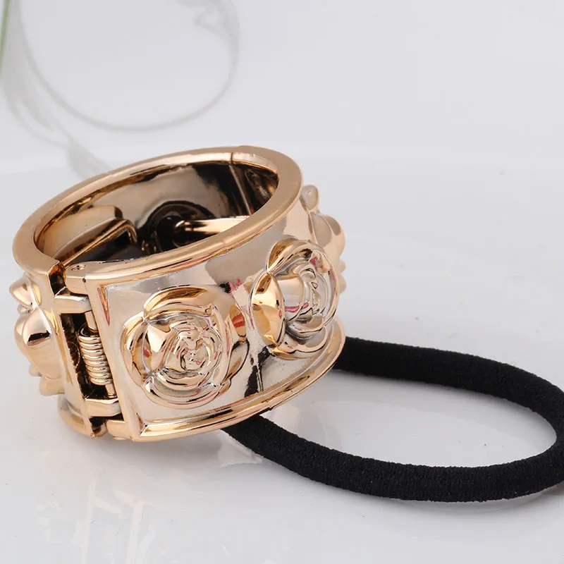 

M MISM 2019 Alloy Hair Accessories For Women Metal Ring Elastic Bands Rose Carved Vintage Scrunchy New Arrival Gum For Hair
