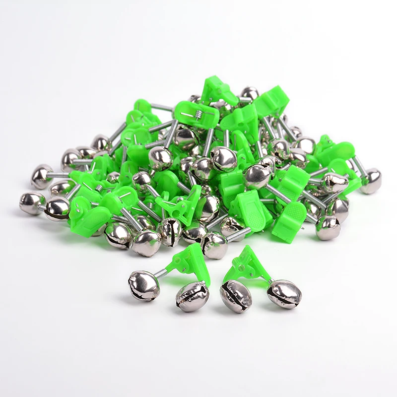 2Pcs Fishing rod bells alarm accessories Rod Clamp Bells Ring Green loud Bite Tool Jellyfish explosion hook dedicat | Спорт и