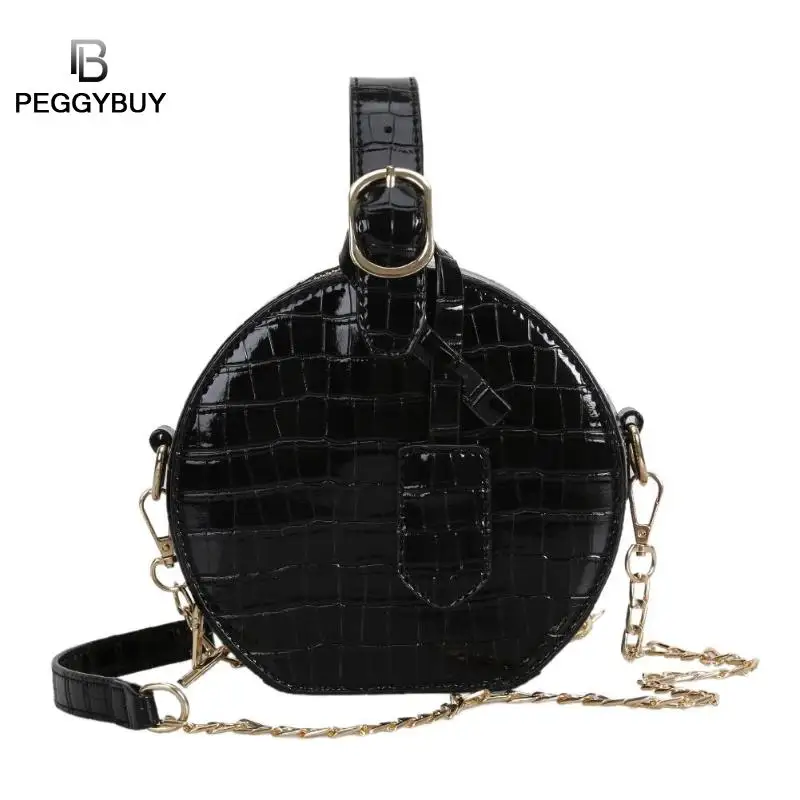 

Round Messenger Chain Bags for Women 2019 Ladies Stylish PU Leather Should Women Leather Shoulder Chain Bags Female Shopping Bag