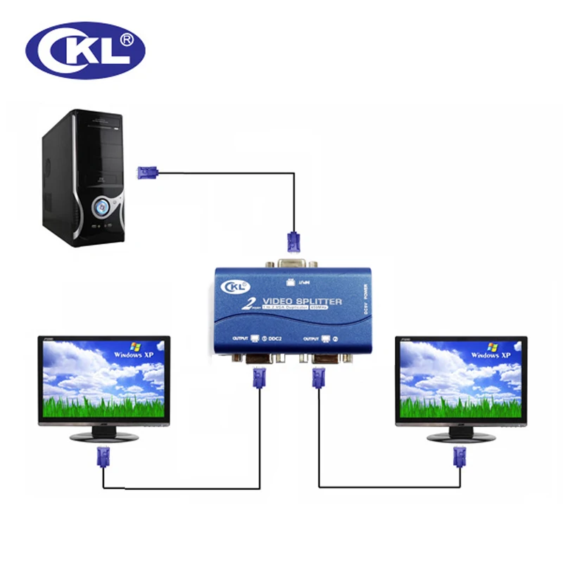 Высококачественный преобразователь CKL 2 порта VGA адаптер Сплиттер 450MHz 2048*1536 Sup Port s