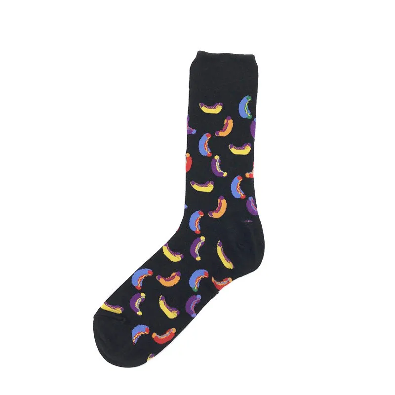 Delicious Food Beer Hamburger Printing Men Socks Creative Crew Funny Cartoon Sokken Harajuku Hip Hop Novelty Calcetines Hombre