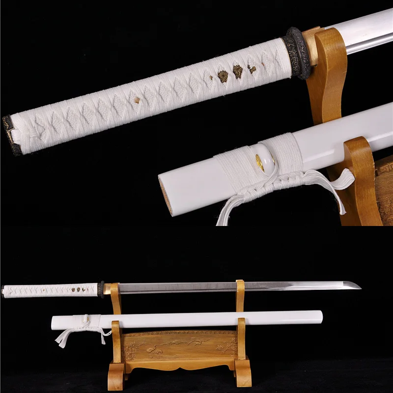 

Handmade JAPANESE Samurai Sword NINJA KATANA Sword Full Tang Sharp Blade White