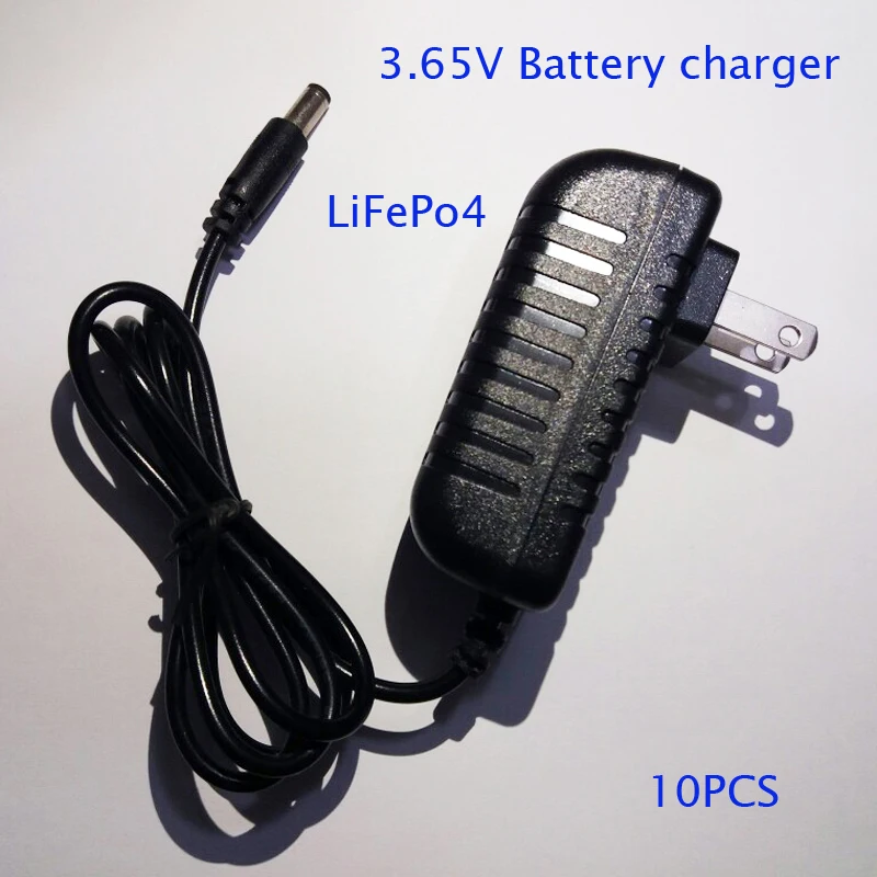 

10pcs fast smart and intelligent 3.65V 2A lithium ion LiFePo4 battery charger adaptor for 3.2v lifepo4 battery cell use