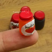 Кукольная Миниатюра 1:12 игрушка Кухня Еда 4 Бутылочки из Варенье Высота 1.5 см spo521