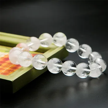 

Wholesale Bracelet 100% Genuine Natural White Phantom Quartz Crystal Stretch 14mm Round Bead Bracelet AAAAA Drop Shipping