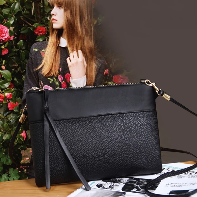 

Ladies Zipper Hand Bags PU Leather Small Black Handbags For Women Fashion Tassle Flap Bags Female Envelope Shoulder Bag