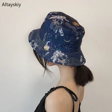 Шляпы-ведерки женские звёздное небо Вселенной печать Harajuku женские Уникальные уличные новые модные женские мягкие повседневные унисекс винтажные