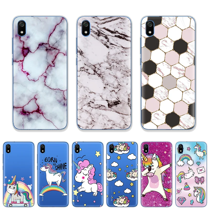 

Marble Unicorn Patterned Cover For Xiaomi Redmi 7A Clear Silicone Capa For Xiaomi Mi 9T Pro A2 8 Lite Pocophone F1 Soft TPU Case