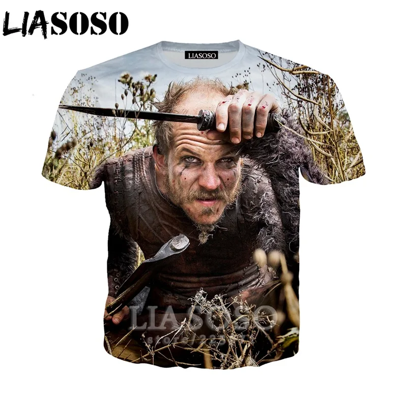 

LIASOSO Summer New Men Women Hoodies 3D Print TV Series Vikings T Shirt Fashion Short Sleeve Sweatshirt Harajuku Pullover B022